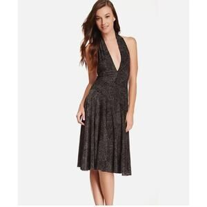 Norma Kamali Halter Dress Womens Size M Graphic Print Gray Stretch